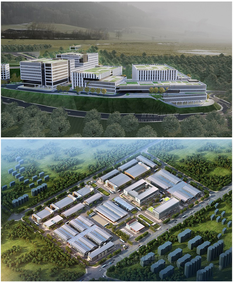 工业园产业园厂房厂区办公楼工厂改造su模型建筑设计sketchup素材
