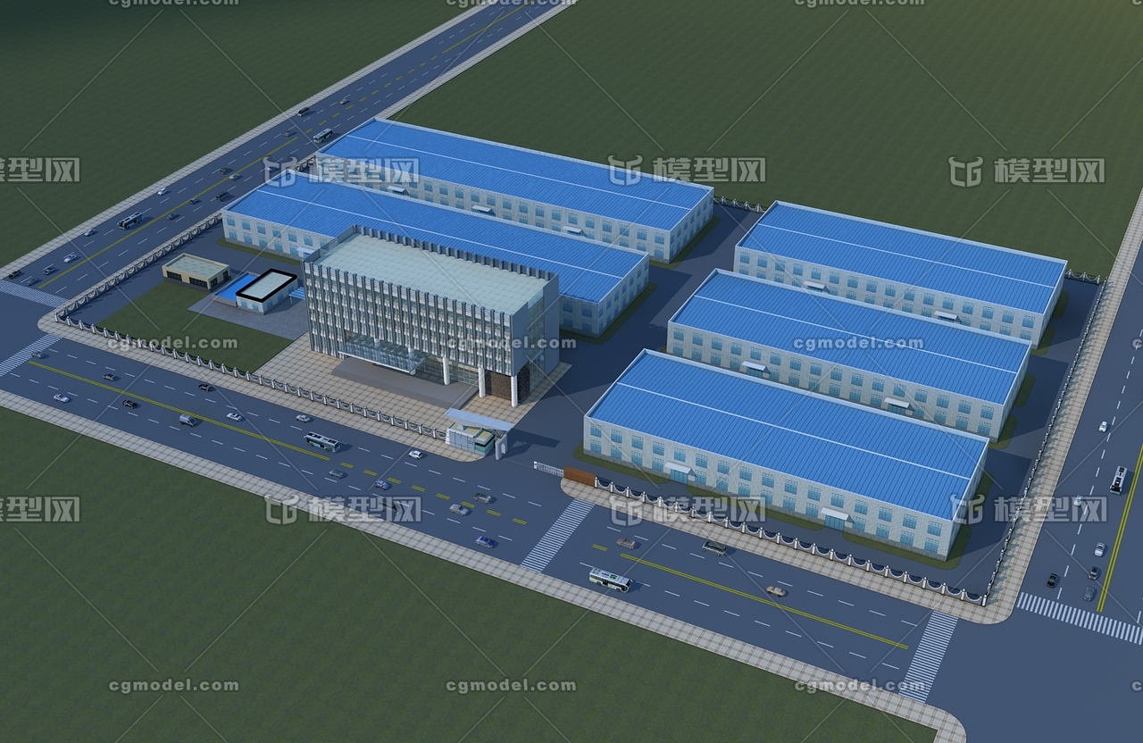 厂房厂区工厂建筑设计工业风su模型含cad总图 &ndash; abc素材资源网